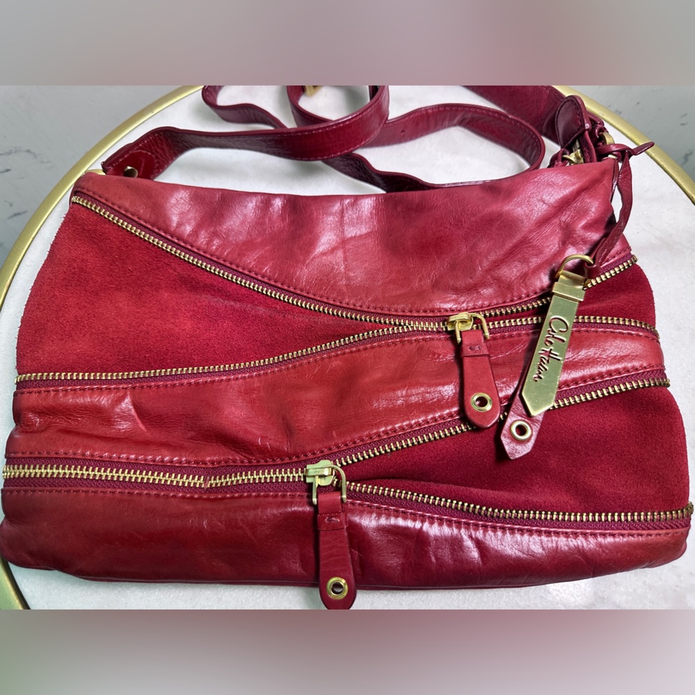 Cole Haan Vintage/Retro Red Crossbody/Shoulder Zig Zag Zipper Purse/Handbag - Picture 1 of 7
